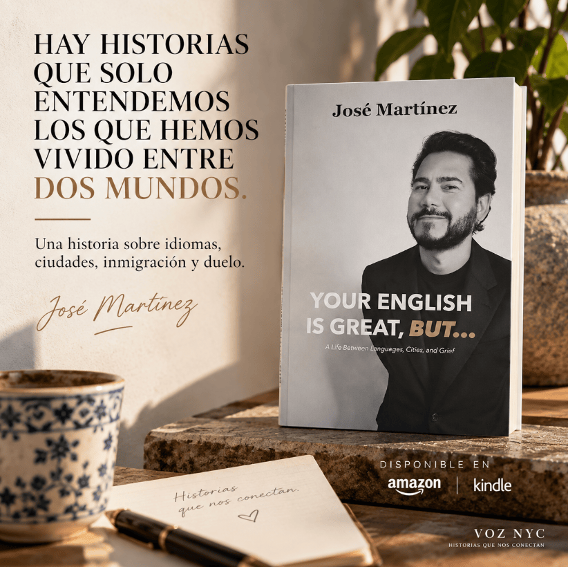 “Your English Is Great, But… by José Martínez, a memoir about languages, cities, immigration and grief.”